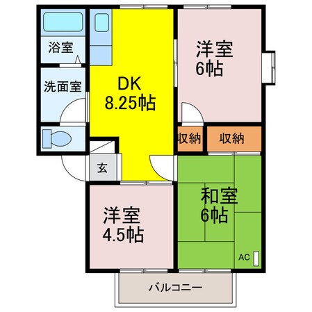 サンガーデンナベシマＤ棟の物件間取画像